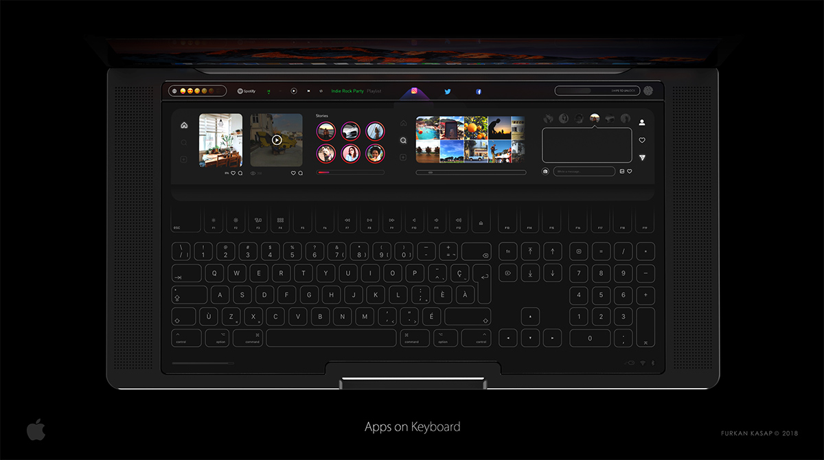 MacBook wyposażony w dwa wyświetlacze oraz szklaną klawiaturę?